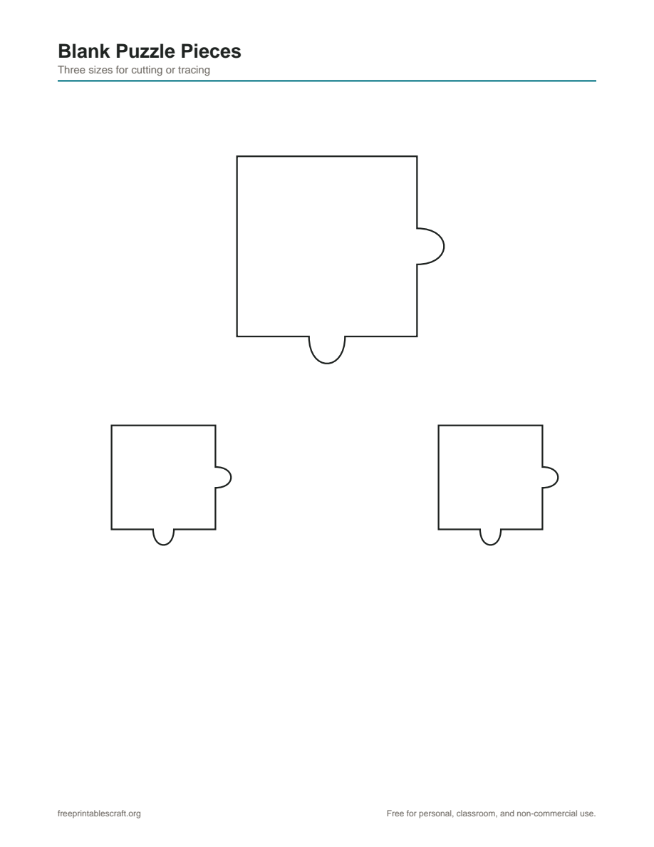 Preview of the blank puzzle pieces printable PDF