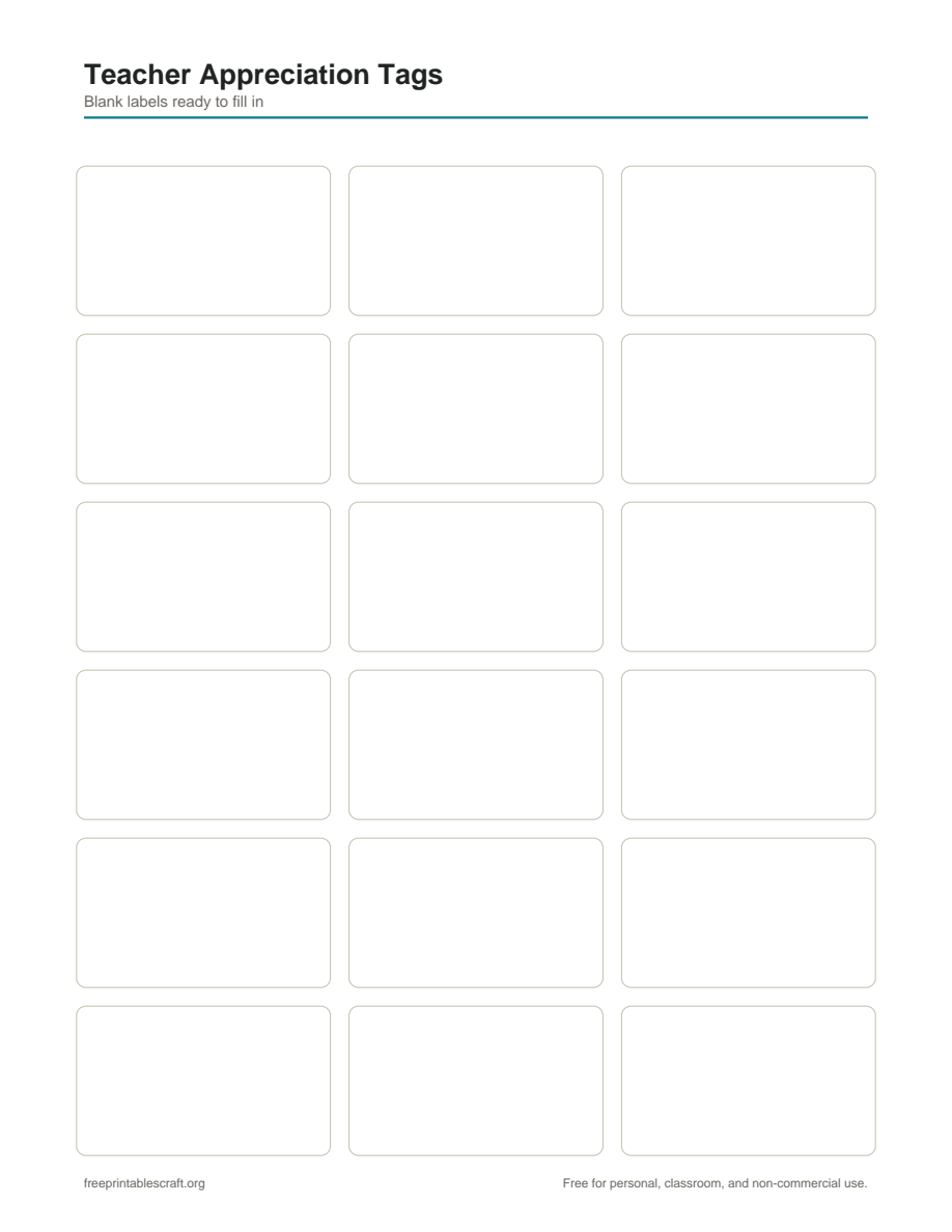 Preview of the teacher appreciation tags printable PDF