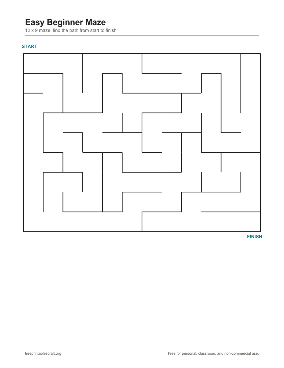 Preview of the easy beginner mazes printable PDF