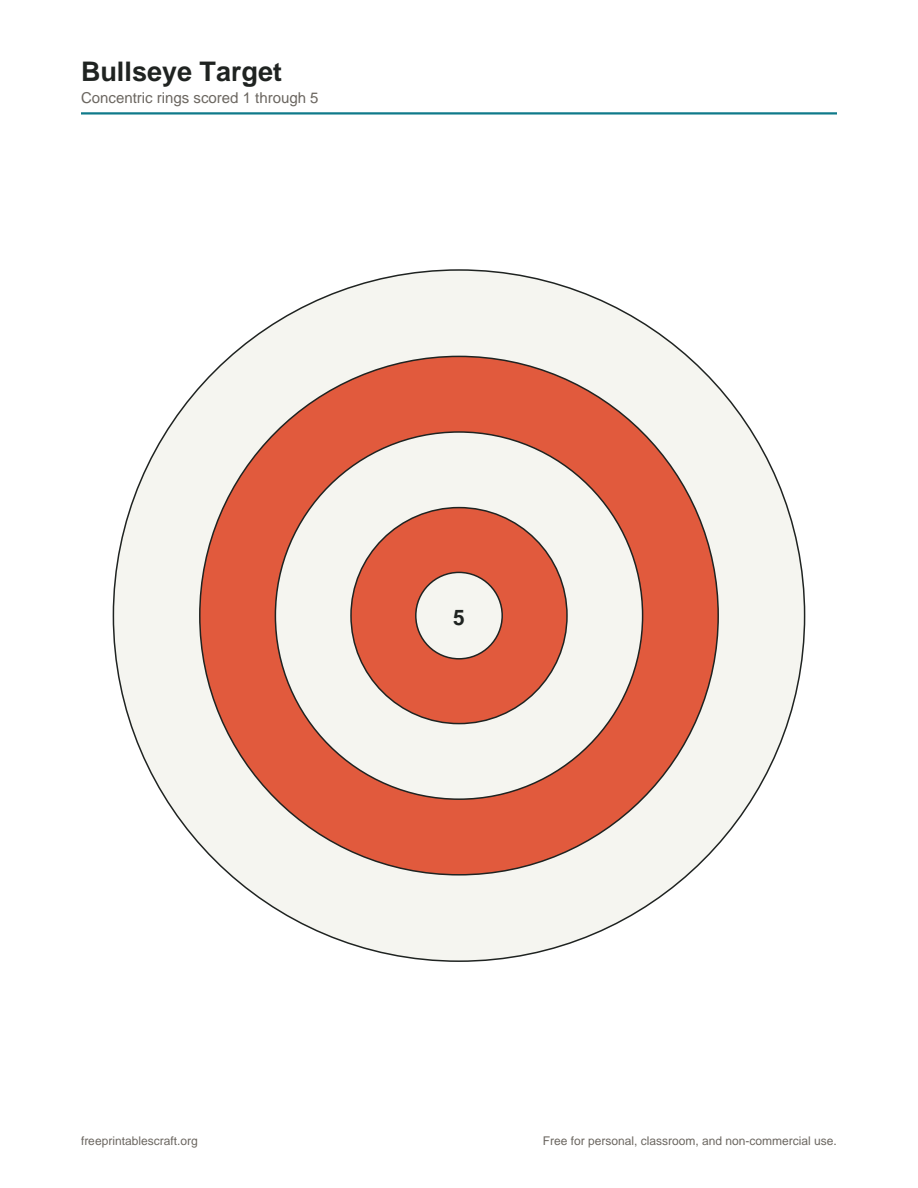 Preview of the bullseye target printable PDF