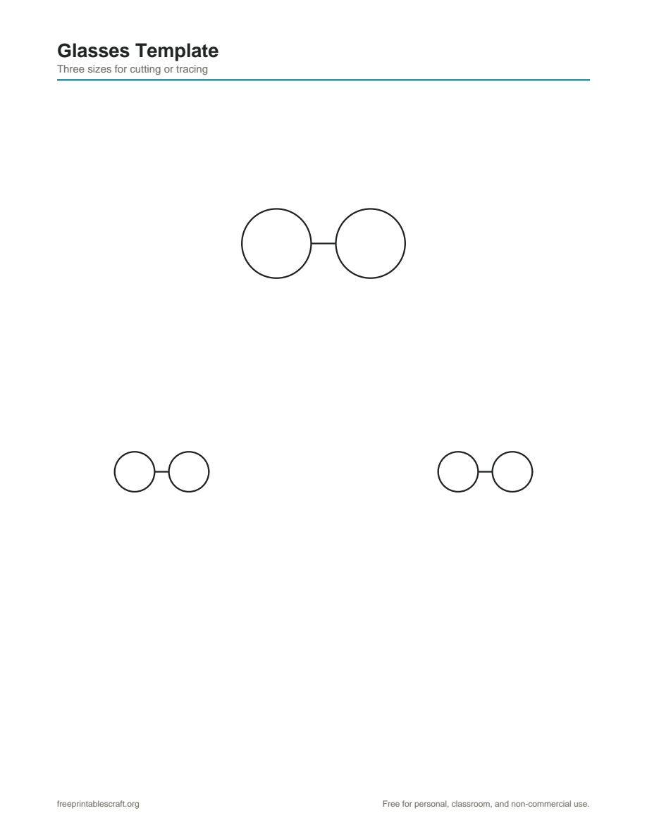 Preview of the free glasses template printable PDF