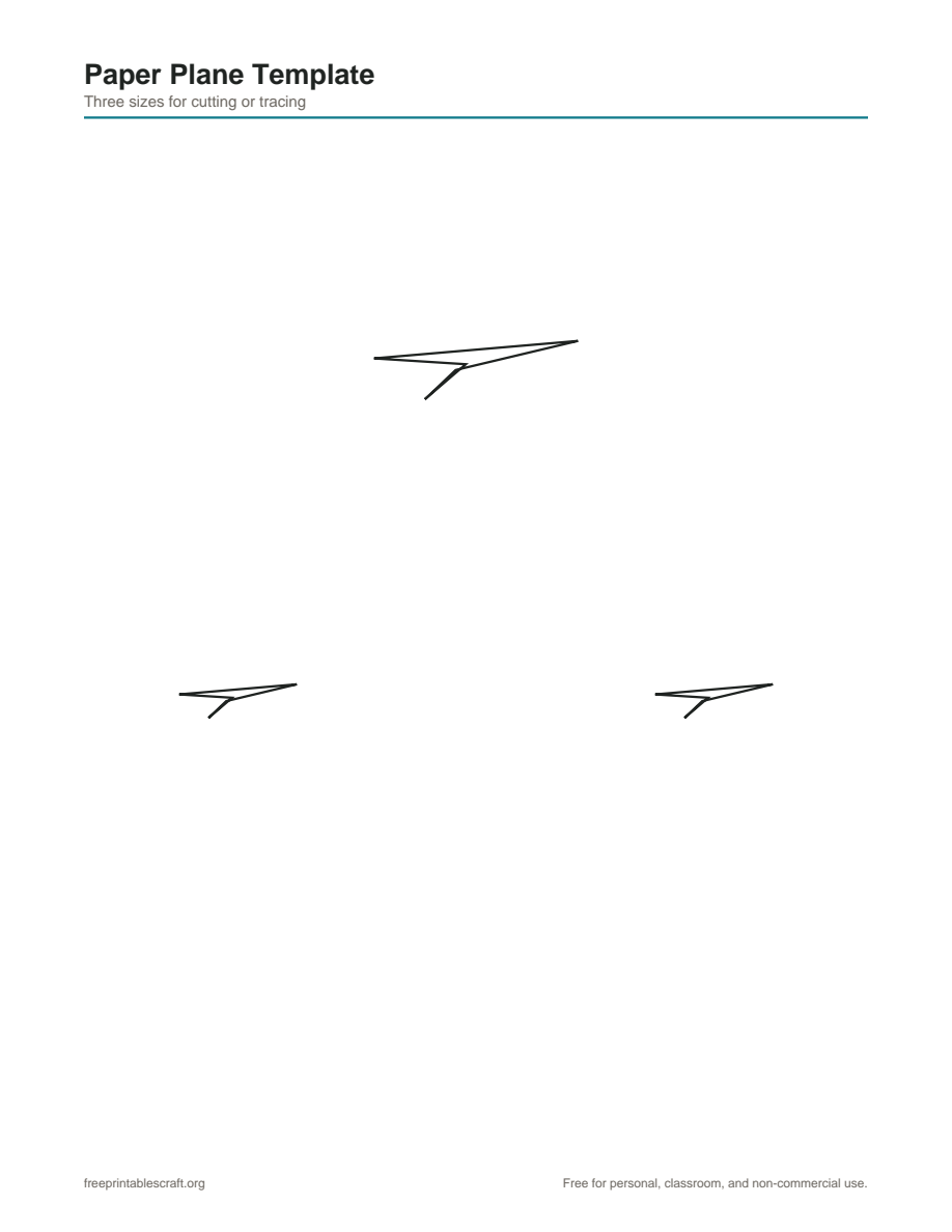 Preview of the paper plane template printable PDF