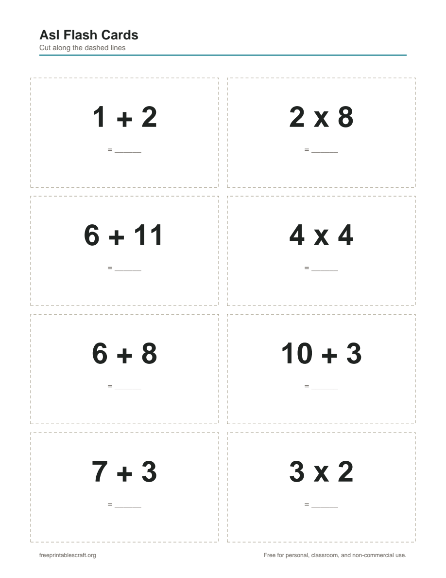 Preview of the asl flash cards printable PDF
