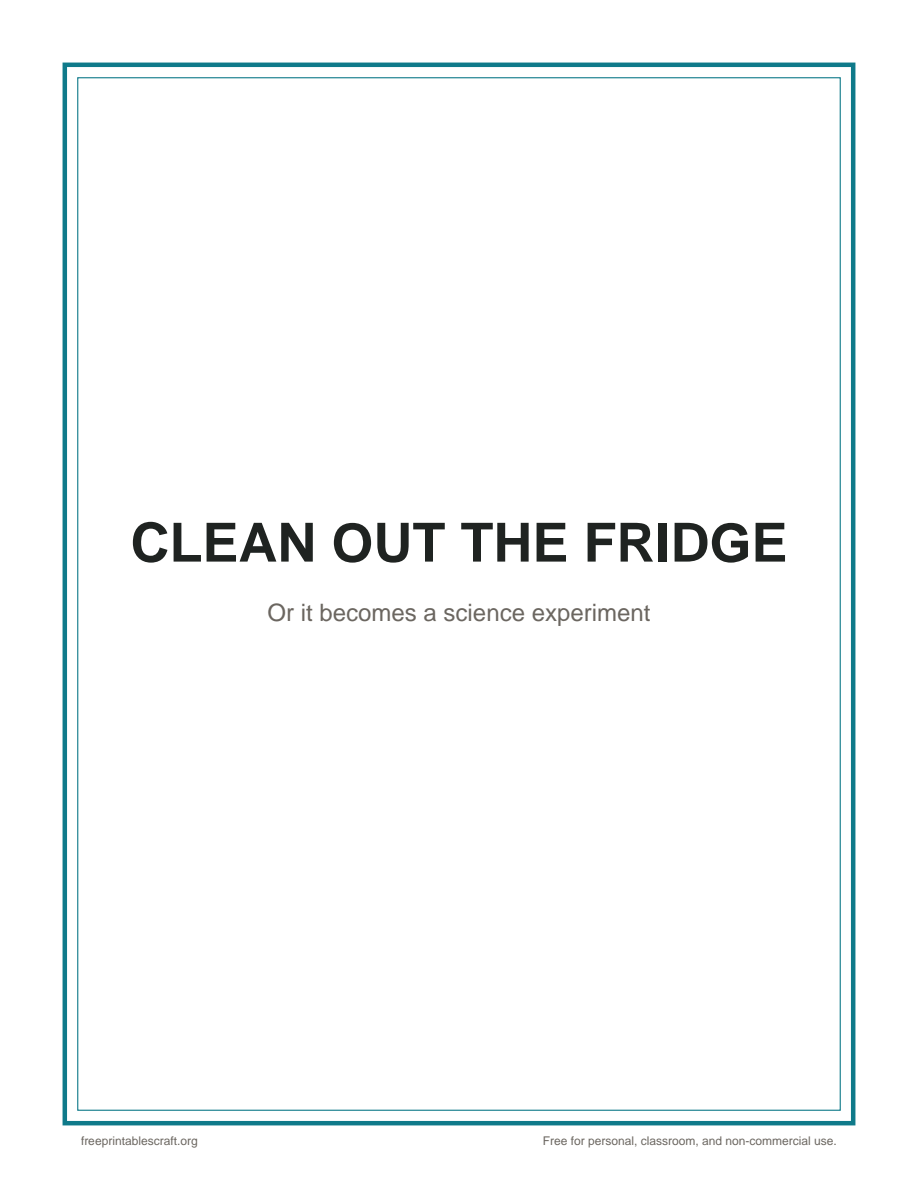 Preview of the funny fridge clean out sign printable PDF