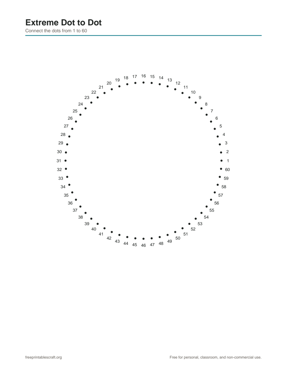 Preview of the extreme dot to dot printable PDF