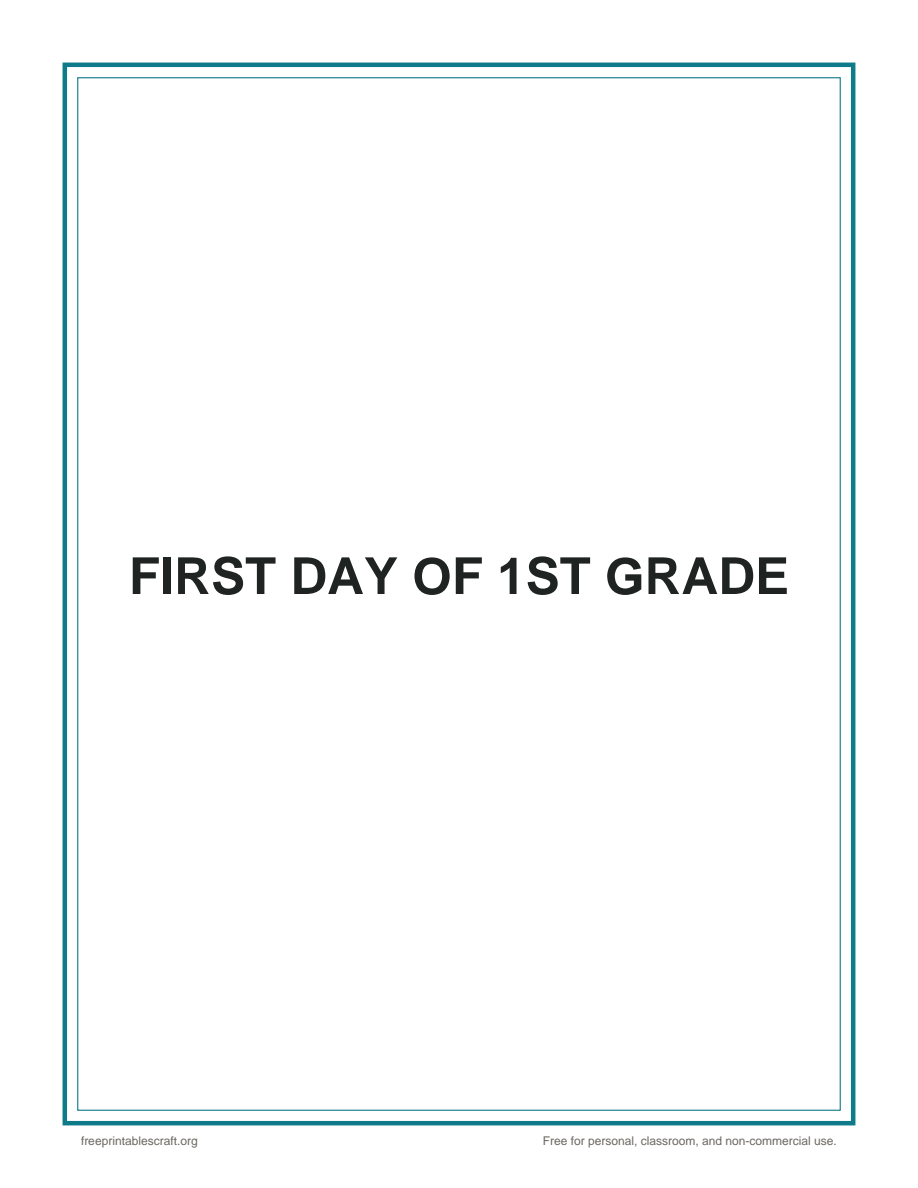 Preview of the first day of 1st grade printable PDF