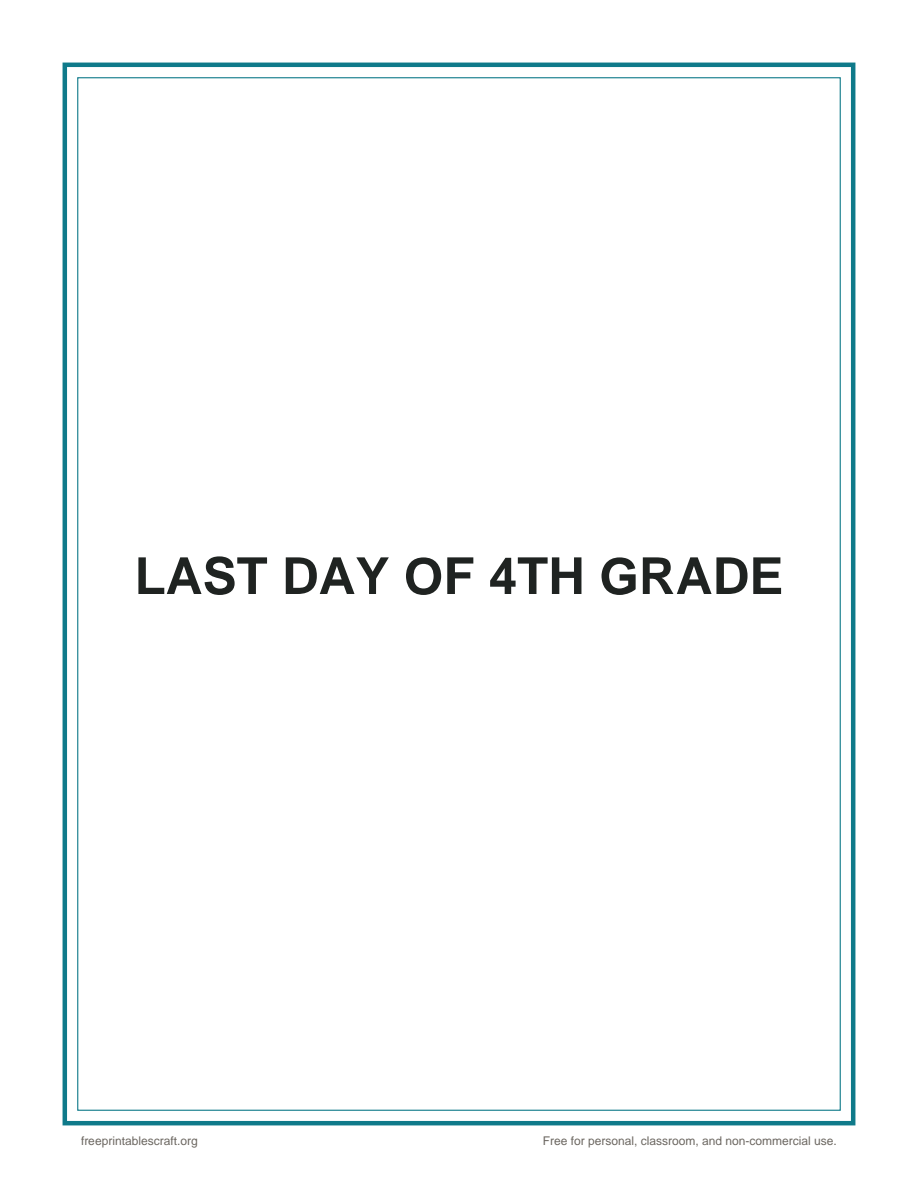 Preview of the last day of 4th grade printable PDF