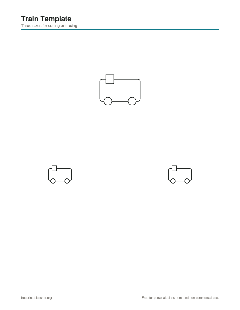 Preview of the simple train template printable PDF