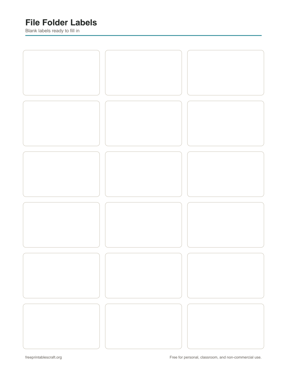 Preview of the file folder labels printable PDF