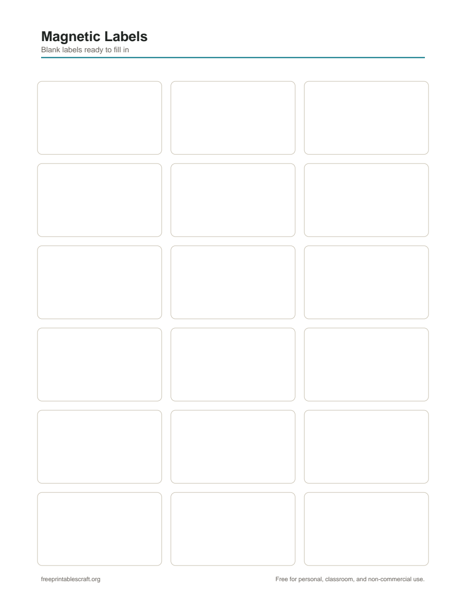 Preview of the magnetic labels printable PDF