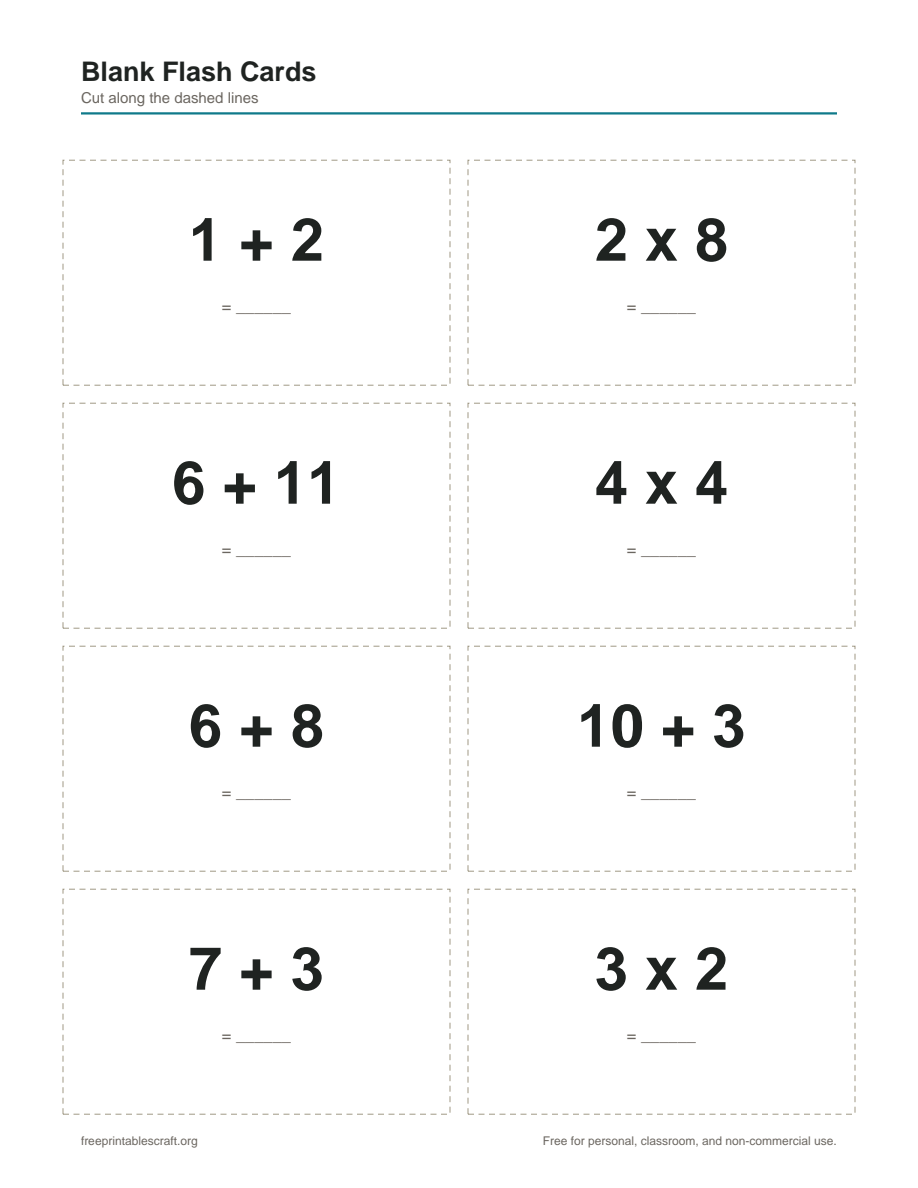 Preview of the blank flash cards printable PDF