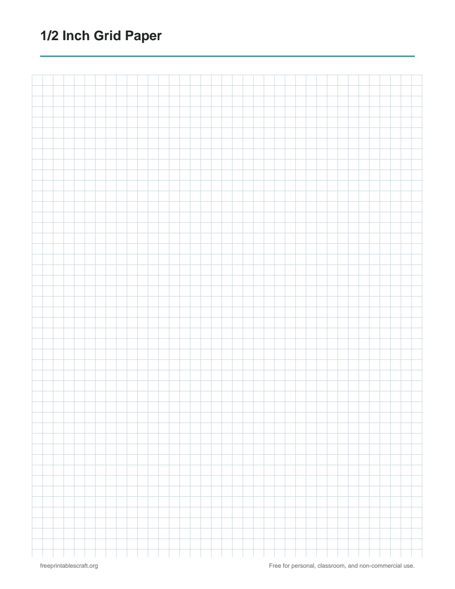Preview of the 1/2 inch grid paper printable PDF