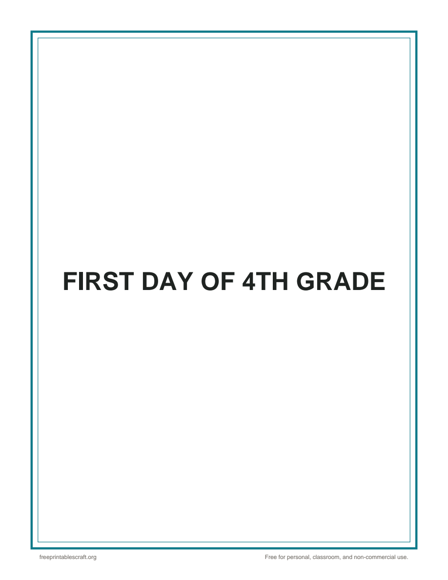 Preview of the first day of 4th grade sign printable PDF