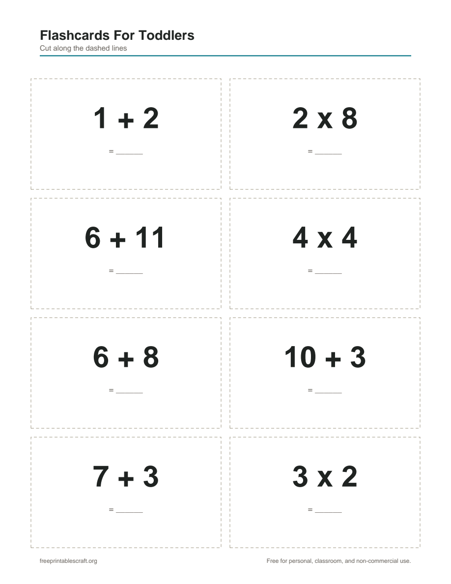 Preview of the flashcards for toddlers printable PDF