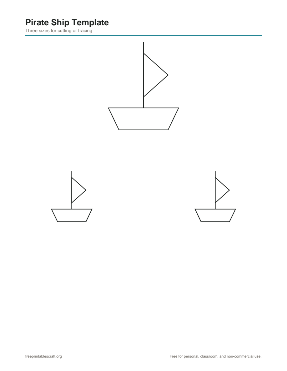 Preview of the cut out pirate ship template printable PDF