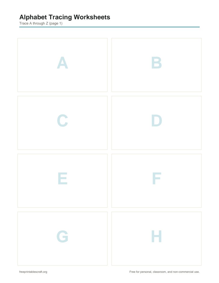Preview of the alphabet tracing worksheets printable PDF