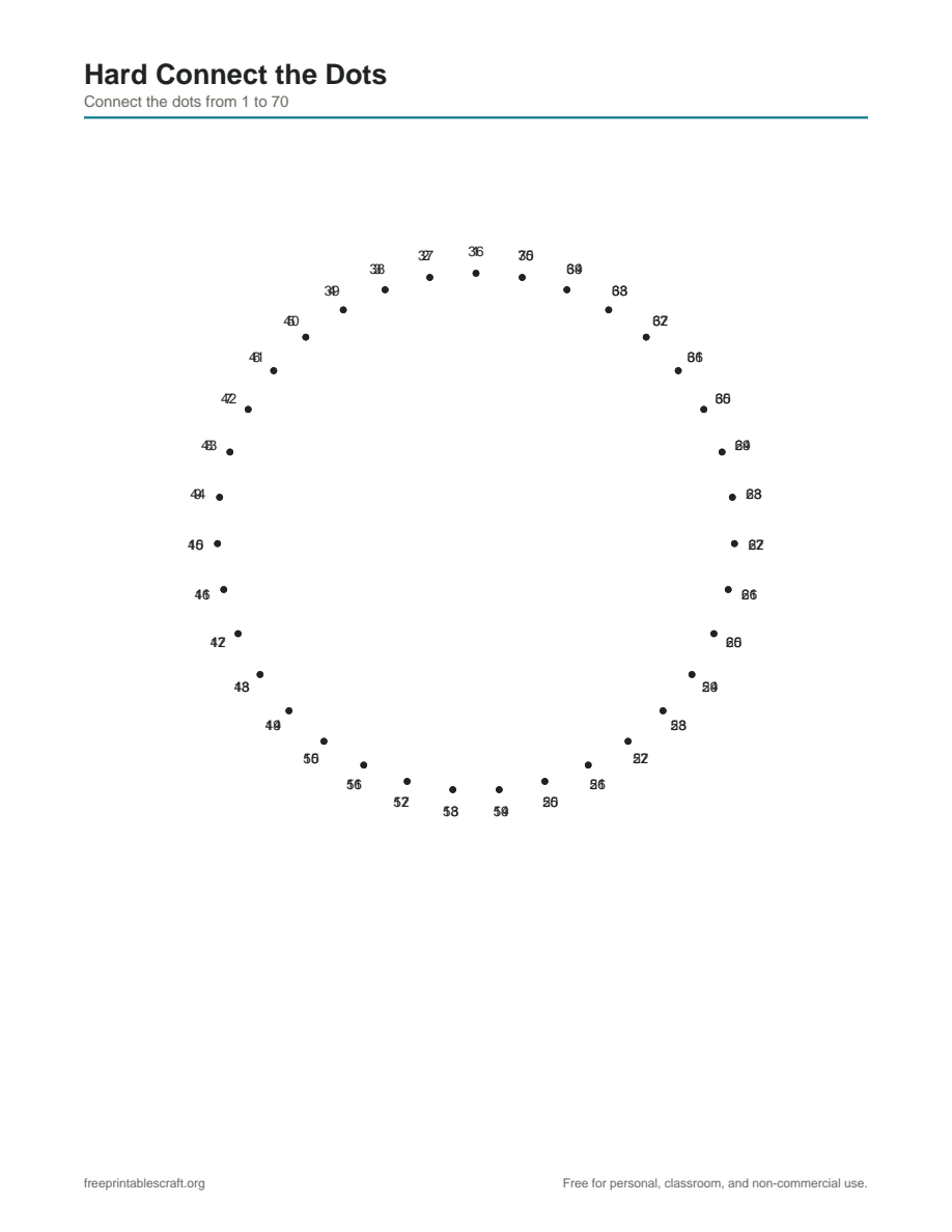 Preview of the hard connect the dots printable PDF