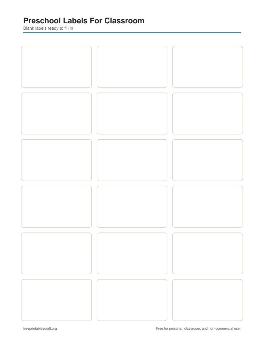 Preview of the preschool labels for classroom printable PDF