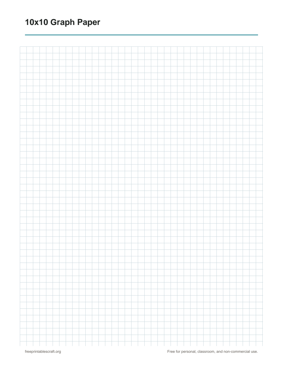 Preview of the 10x10 graph paper printable PDF