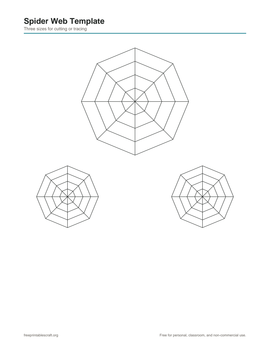 Preview of the spider web template printable PDF