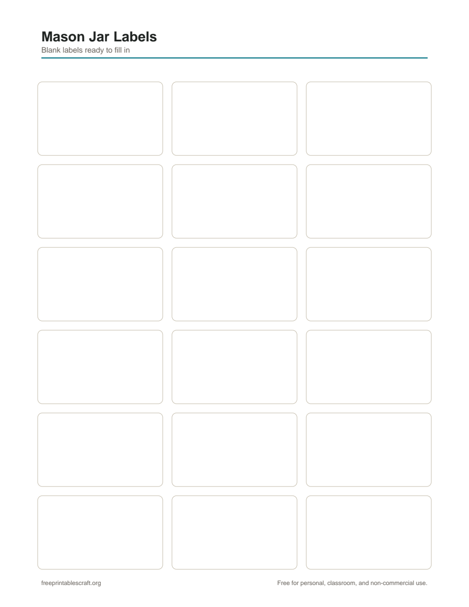 Preview of the mason jar labels printable PDF