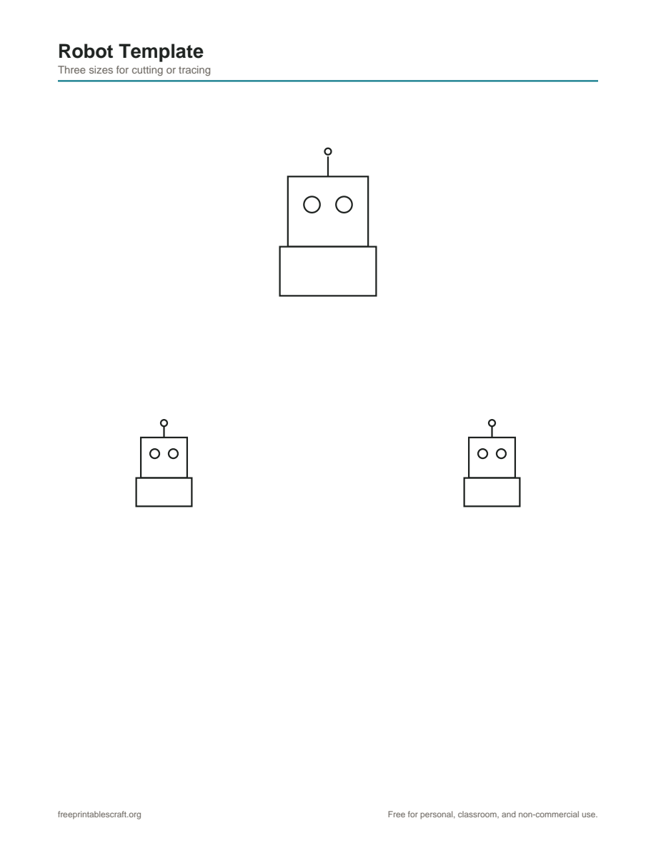 Preview of the robot template printable PDF