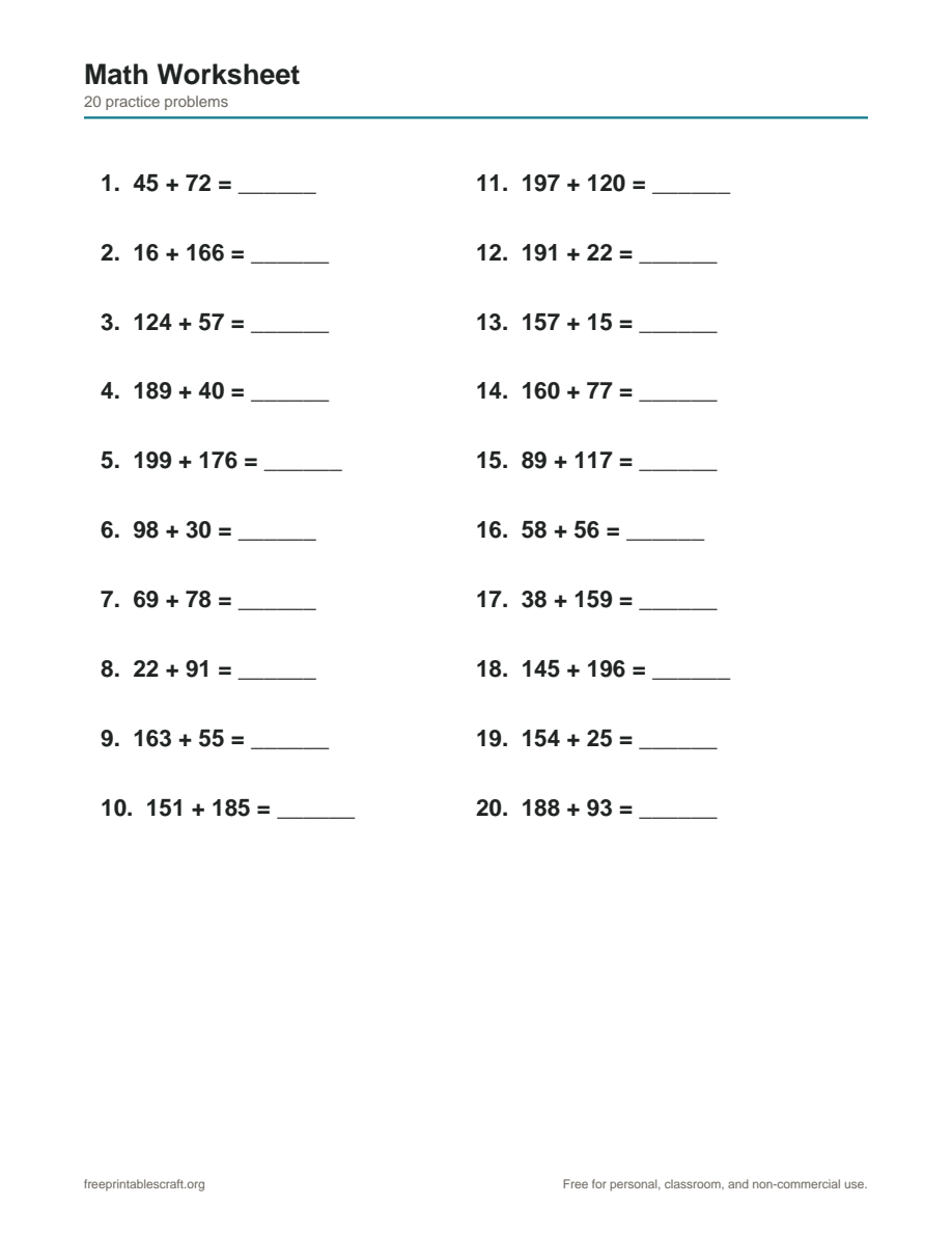 Preview of the 9th grade math worksheets printable PDF