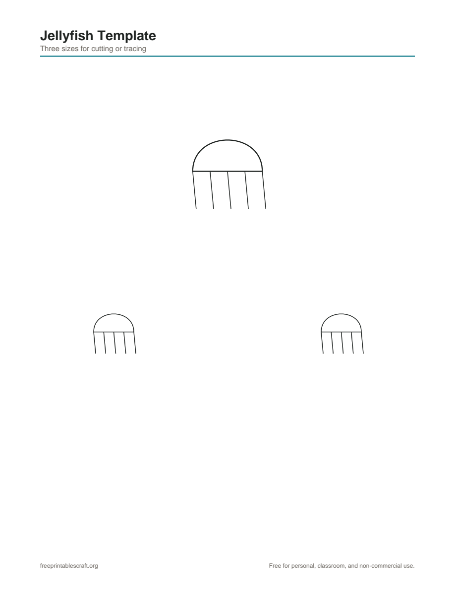 Preview of the jellyfish template printable PDF