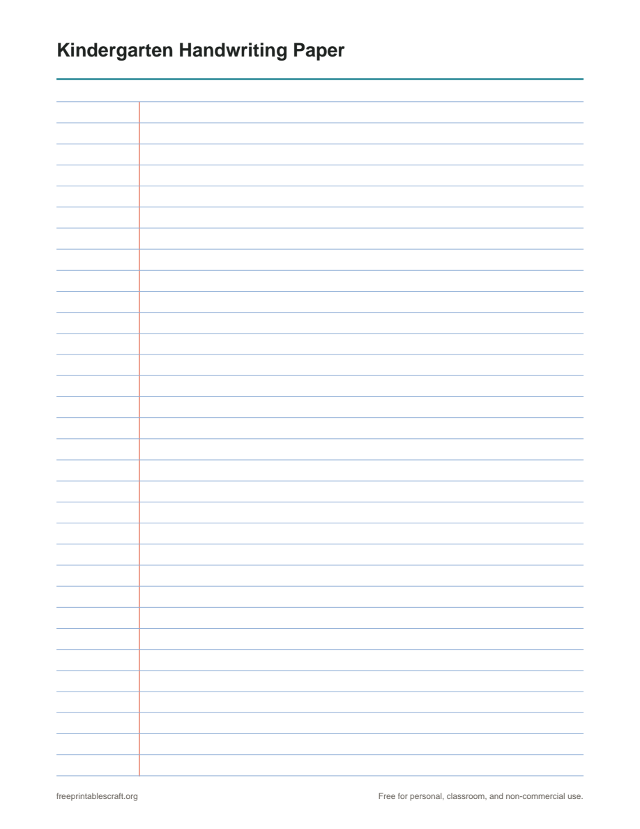 Preview of the kindergarten handwriting paper printable PDF