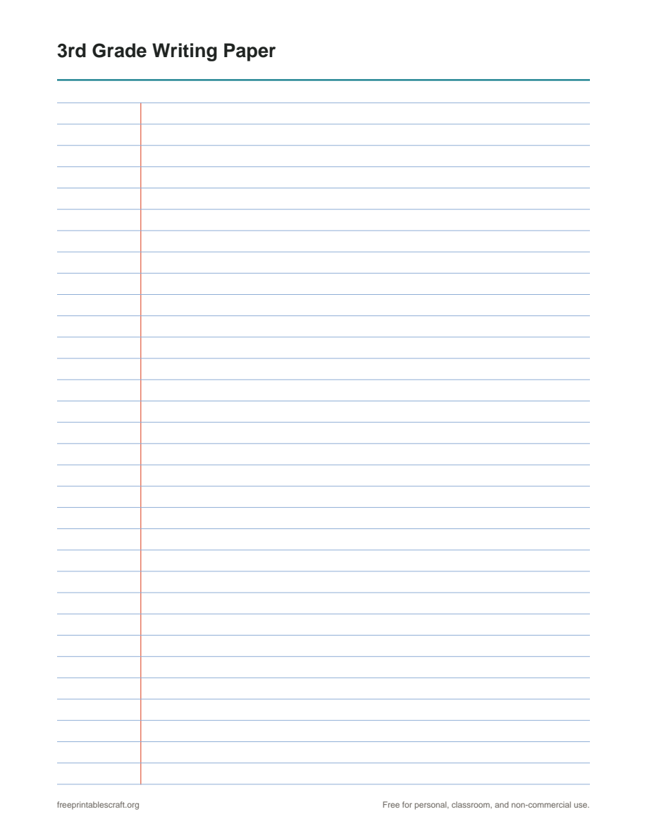 Preview of the 3rd grade writing paper printable PDF