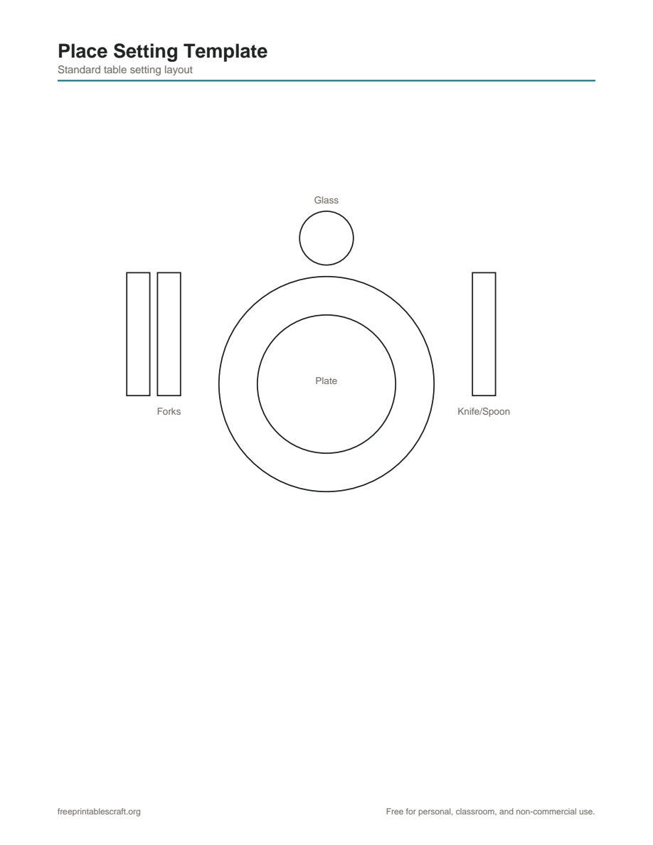 Preview of the place setting template printable PDF