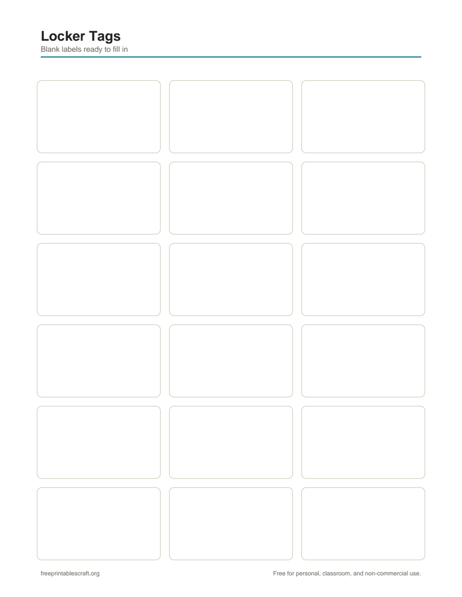 Preview of the locker tags printable PDF